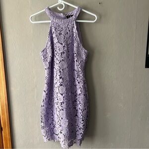 Lulus Lilac Love Poem Lace Halter Mini Dress Size Medium